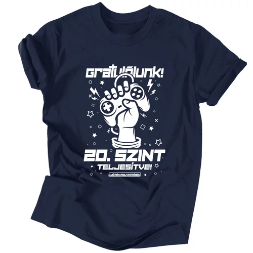 Szint teljesítve férfi póló (Sötétkék)