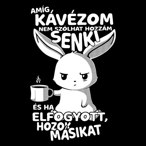 Amíg kávézom női póló (B_Fekete)