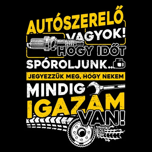 Mindig igazam van - Autószerelő póló (B_Fekete)