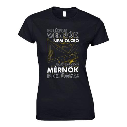 Ügyes mérnök női póló (Fekete)