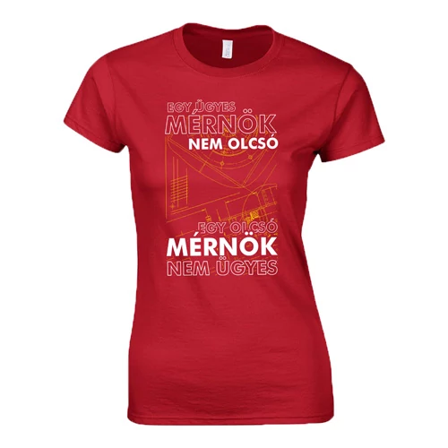 Ügyes mérnök női póló (Piros)