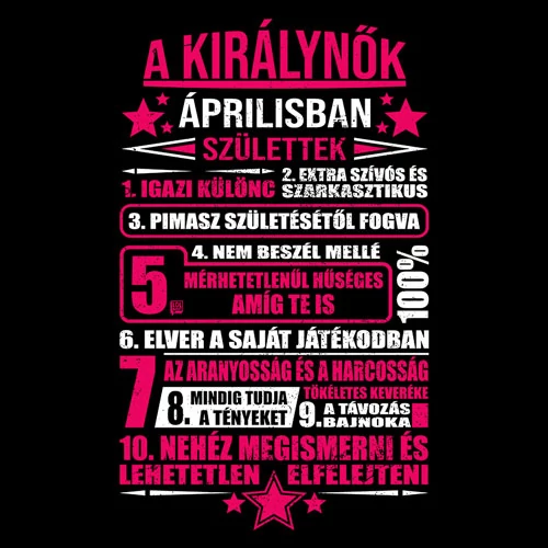 A Királynők - Szülinapos női póló (B_Fekete)