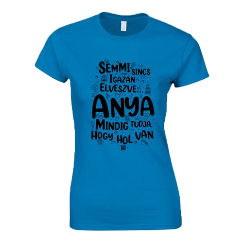 Anya mindig tudja póló (Türkiz)