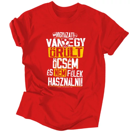 Vigyázat van egy... férfi póló (Piros)