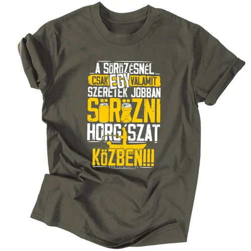 Sörözni horgászat közben férfi póló (Grafit)