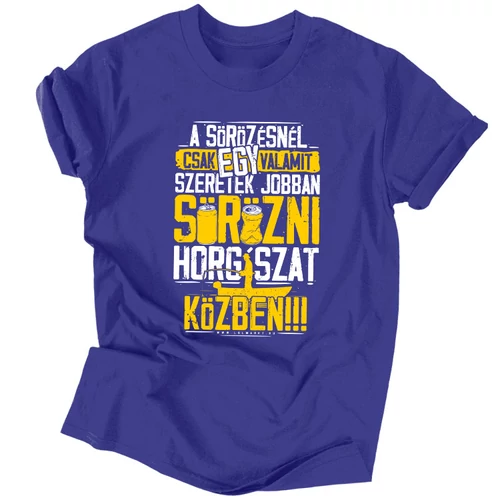 Sörözni horgászat közben férfi póló (Királykék)
