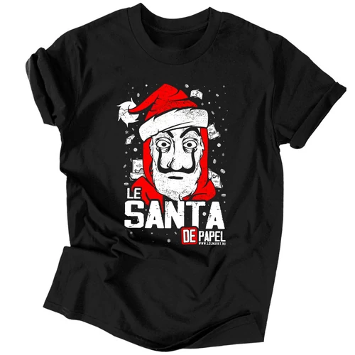 Le SANTA de papel férfi póló (Fekete)