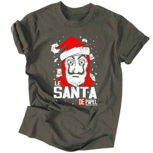 Le SANTA de papel férfi póló (Grafit)