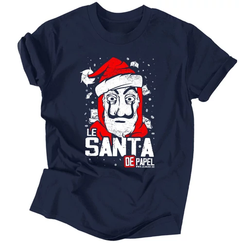 Le SANTA de papel férfi póló (Sötétkék)