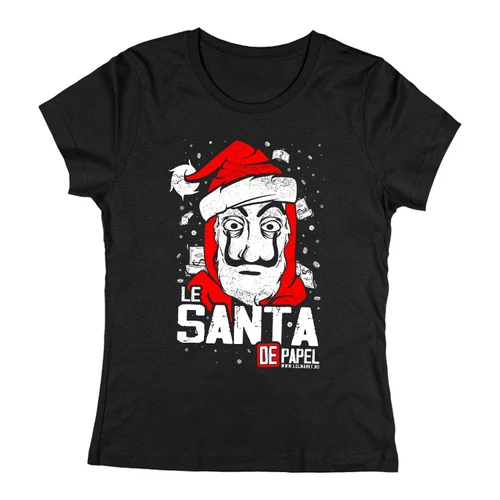 Le SANTA de papel női póló (Fekete)