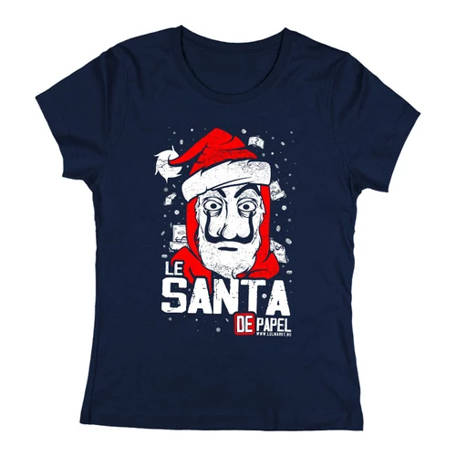 Le SANTA de papel női póló (Sötétkék)