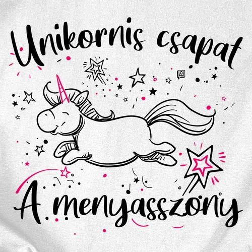 Unikornis csapat - lánybúcsús póló szett (B_Fehér)