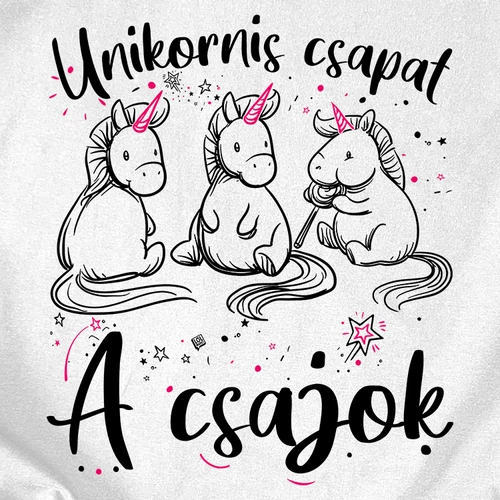 Unikornis csapat - lánybúcsús póló szett (C_Fehér)