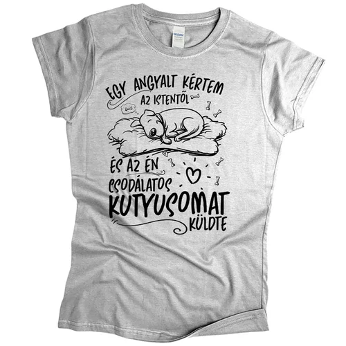 Angyali kutyusom női póló (Szürke)