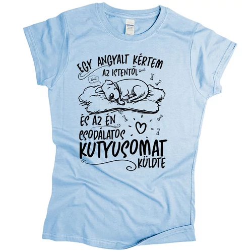 Angyali kutyusom női póló (Világoskék)