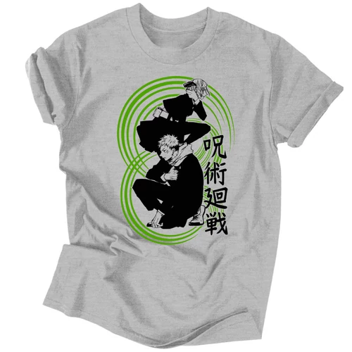 Nobara&Yuji férfi póló (Jujutsu Kaisen) (Szürke)