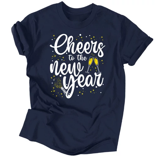 New Year férfi póló (Sötétkék)