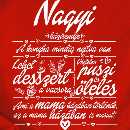 Nagyi házirendje női póló (B_Piros)
