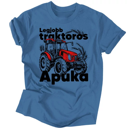 Traktoros apuka férfi póló (Farmerkék)
