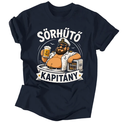 Sörhűtő kapitány férfi póló (Sötétkék)