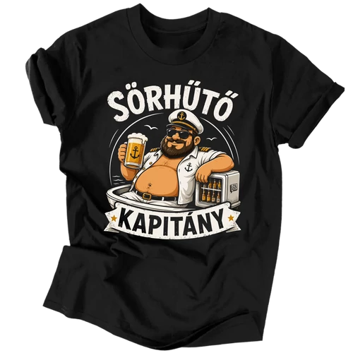 Sörhűtő kapitány férfi póló (Fekete)
