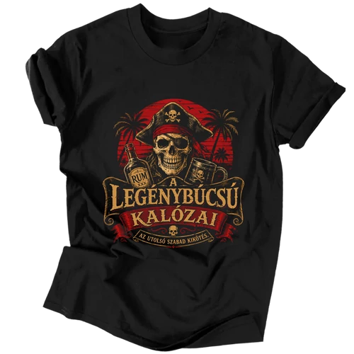 Legénybúcsú kalózai férfi póló (Fekete)