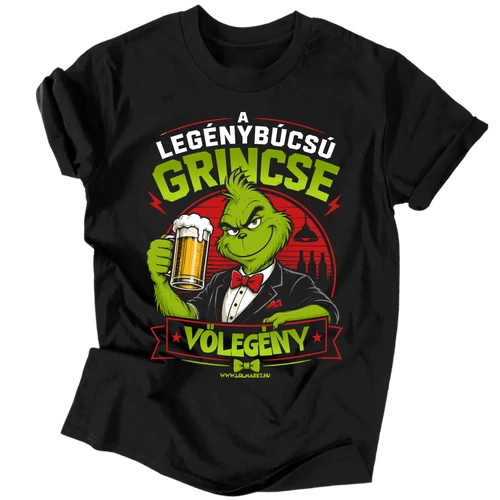 Legénybúcsú grincse (vőlegény) férfi póló (Fekete)