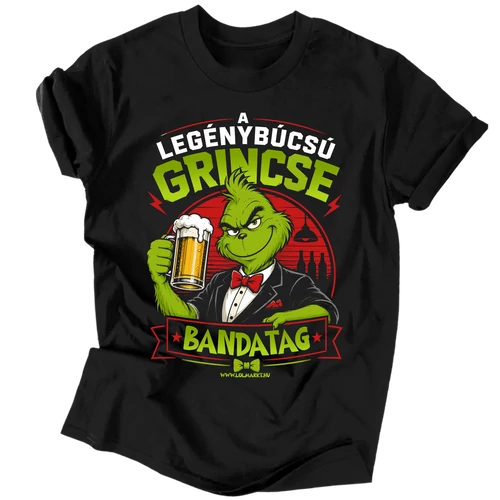 Legénybúcsú grincse (bandatag) férfi póló (Fekete)