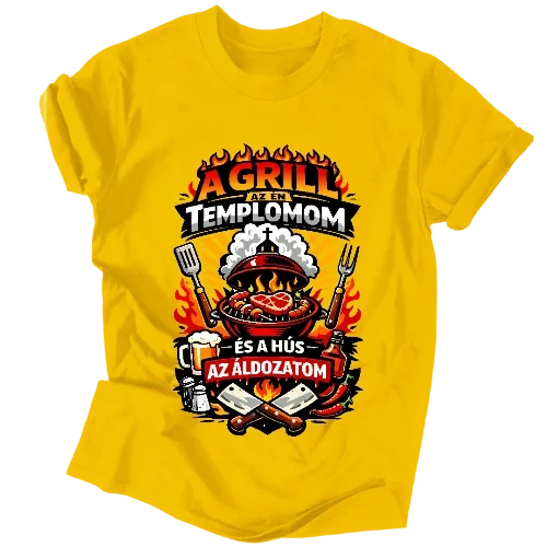 A grill az én templomom férfi póló (Citrom)