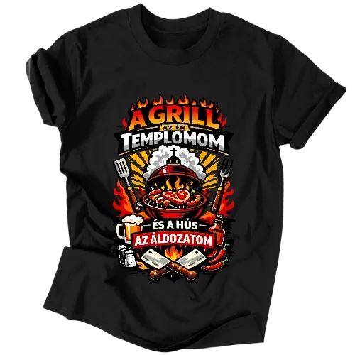 A grill az én templomom férfi póló (Fekete)