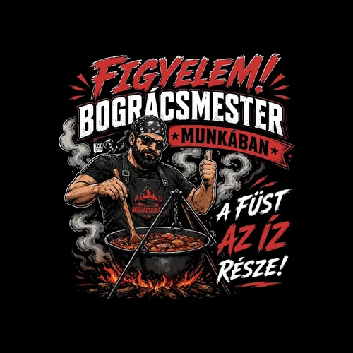 Bográcsmester munkában kötény