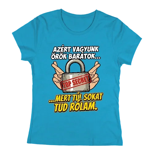 Túl sokat tud rólam női póló (Türkiz)