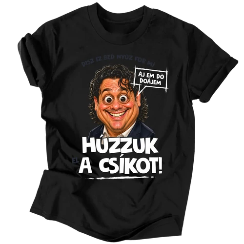 Húzzuk (el) a csíkot póló (Fekete)