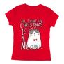 Kép 6/7 - Christmas is meow női póló (Piros)