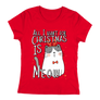 Kép 9/14 - Christmas is meow női póló (Piros)