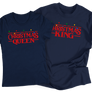 Kép 5/5 - Christmas King/Queen karácsonyi páros póló szett (Sötétkék)