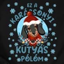 Ez a Karácsonyi kutyás női póló (B_Fekete)