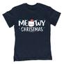 Kép 3/5 - Meowy Christmas gyerek póló (Sötétkék)