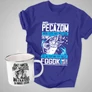 Amíg horgászom férfi póló és fém bögre szett (Királykék pólóval)