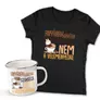 Kép 4/4 - Anyának kávéra van szüksége női póló + Fémbögre szett (Fekete)