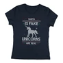 Santa is fake, unicorns are real női póló (Sötétkék)