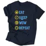 Kép 4/4 - Eat Sleep Wow Repeat - Alliance férfi póló (Sötétkék)