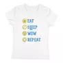 Kép 3/4 - Eat Sleep Wow Repeat - Alliance női póló (Fehér)