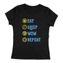 Kép 1/4 - Eat Sleep Wow Repeat - Alliance női póló (Fekete)