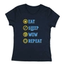 Kép 4/4 - Eat Sleep Wow Repeat - Alliance női póló (Sötétkék)