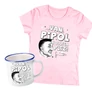 Kolega pliz női póló + Fémbögre szett (Világos rózsaszín)