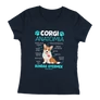 Corgi anatómiai női póló (Sötétkék)