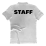 Rendezvényre Staff feliratos férfi galléros póló (Fehér)