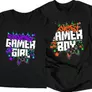 Kép 1/3 - Coolest gamer girl &amp; boy páros póló szett (Fekete)