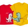 Dino love páros póló szett (Piros-Sárga)